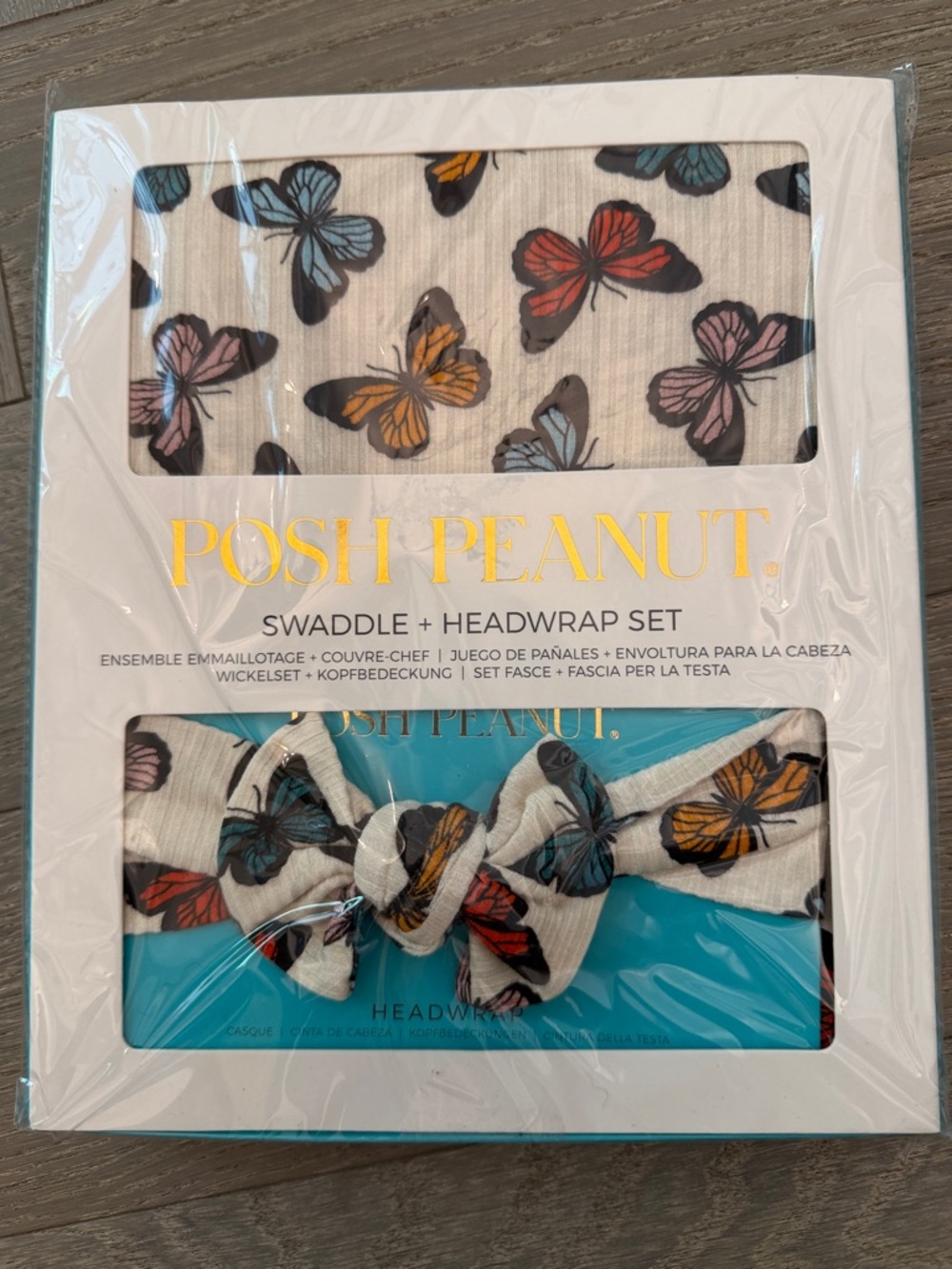 Posh Peanut Butterfly Swaddle & Headwrap Set NWT